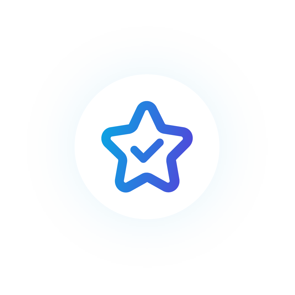 Star Check Blue Gradient Circle Shadow